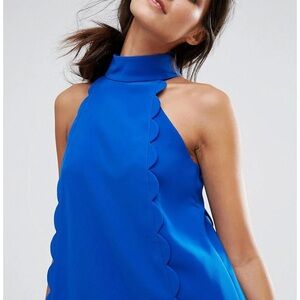 Blue TED BAKER Torrii Halter Neck Scallop Mini Dress – Size 1